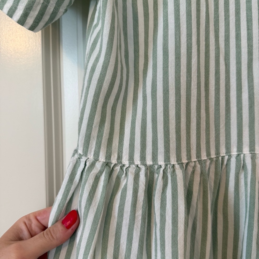 Sage Green and White Striped Dress - Picture 5 of 7